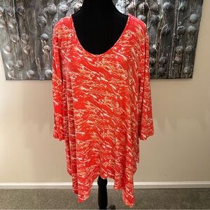 Dalia 3X Vibrant Coral and White Tunic